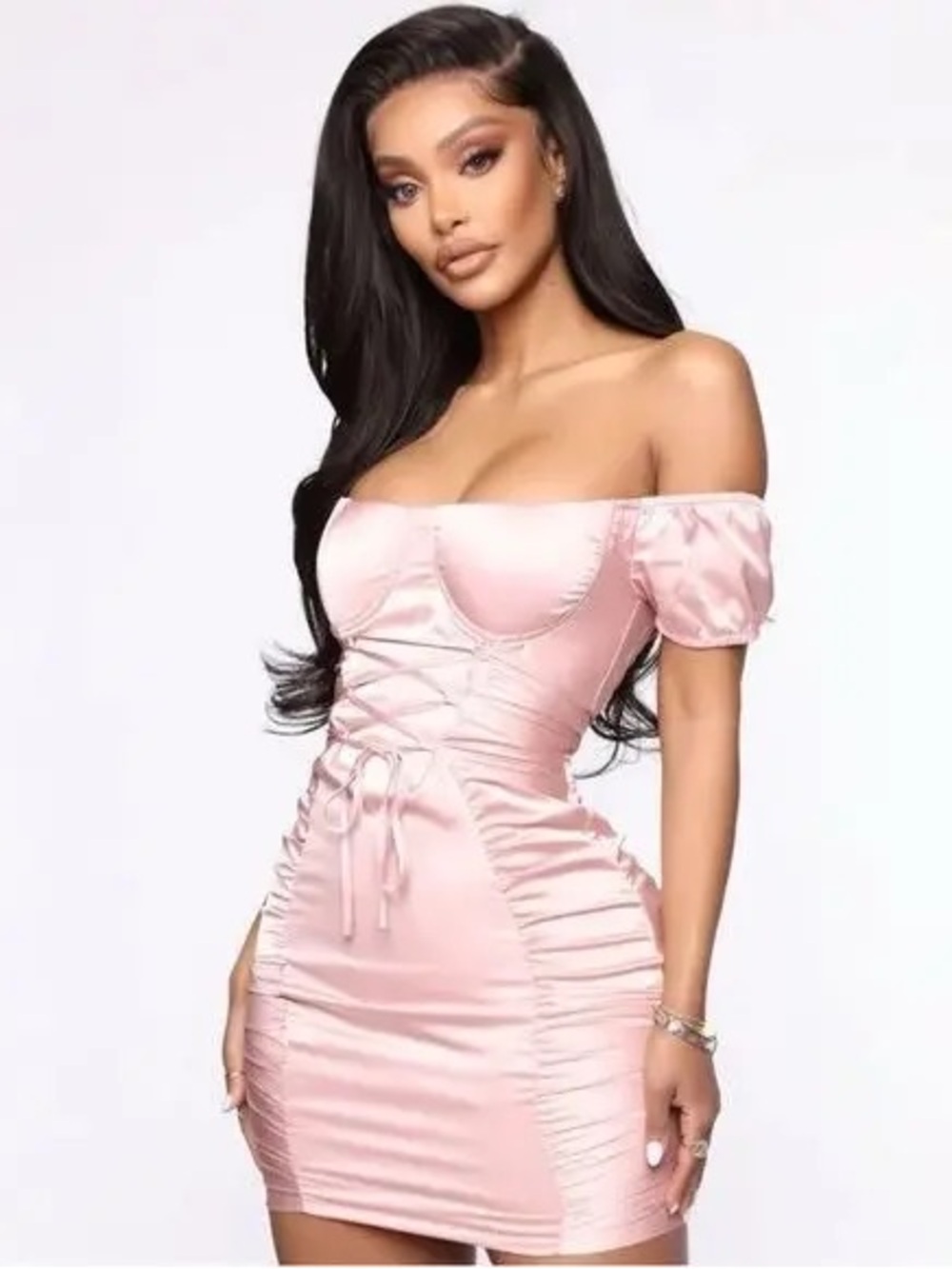 Fashion Nova “Couldn’t Look Away Dress” Pink Mini Dress